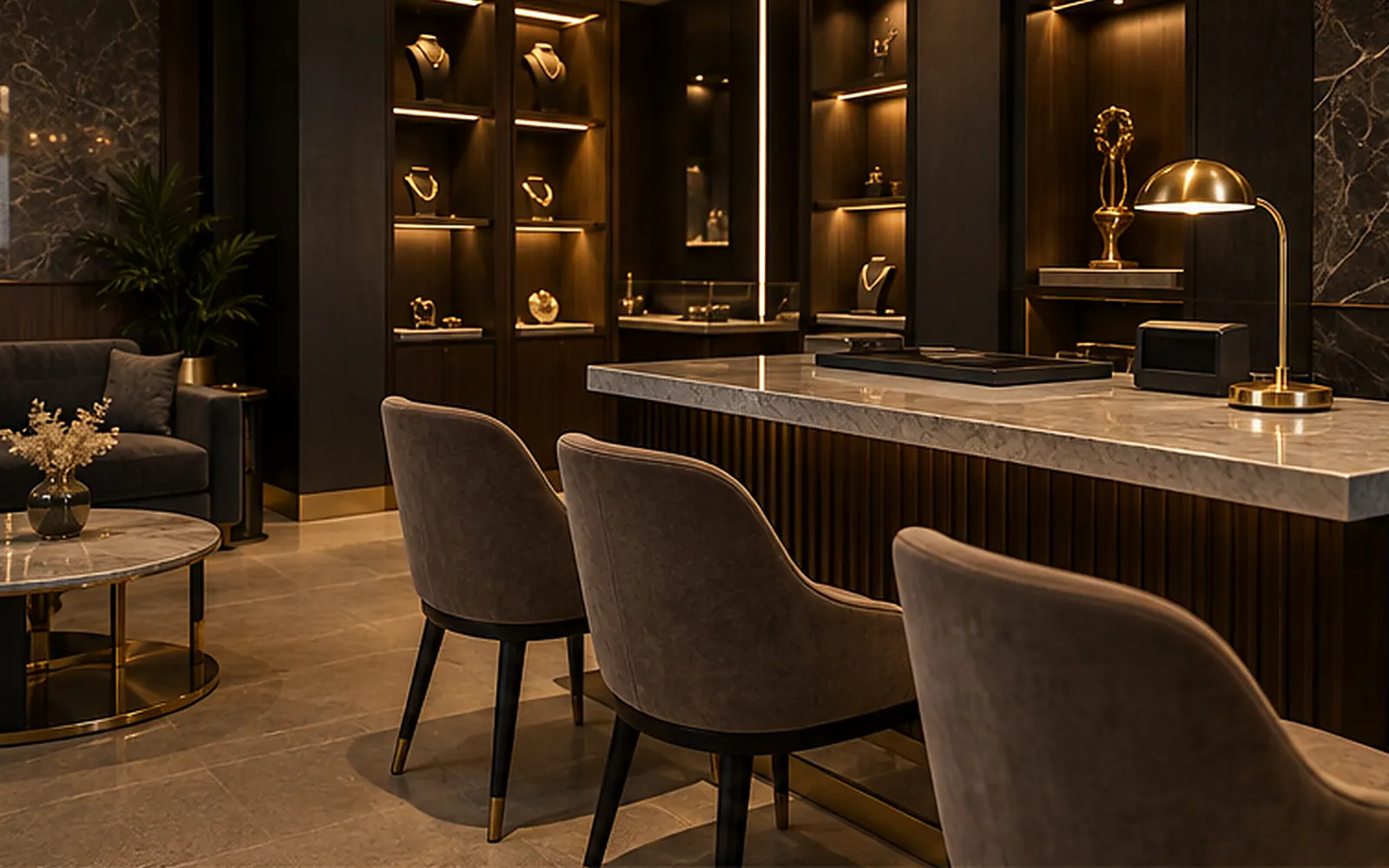 Interior of the Chandu Gold Buyers showroom in HSR Layout, Bangalore